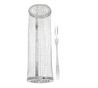 Aramox Panier de Barbecue, Panier de Gril Roulant en Acier Inoxydable, Grand Cylindre de Grillage à Grille Ouverte pour Poissons, Légumes, Frites, Barbecue de Camping pour les Cuisiniers de Jardin