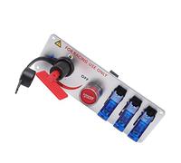 Aramox Panneau de Commutateur d'allumage à Bascule LED 5 en 1 12V, Bouton de Démarrage du Moteur, Panneau Métallique Durable pour Voitures et Camions de Course (BLUE)