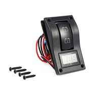 Aramox Panneau de Test de Batterie Double 12 V, Voltmètre LED pré-câblé, Interrupteur à Bascule, 4P ON OFF ON, Sélecteur de Batterie, 100 Mm X 60 Mm X 60, pour Cockpits Marins, Caravanes, Camions 4x4