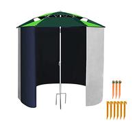Aramox Parapluie de Pêche avec Feuille Latérale, Auvent Oxford Résistant à l'eau, Abri Solaire Double Couche pour Le Camping et la Pêche, Installation Facile et Utilisation (Green)