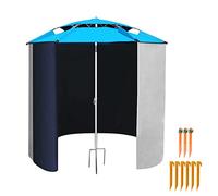 Aramox Parapluie de Pêche avec Feuille Latérale, Auvent Oxford Résistant à l'eau, Abri Solaire Double Couche pour Le Camping et la Pêche, Installation Facile et Utilisation (Blue)