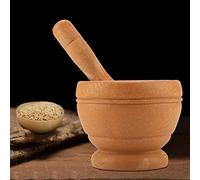 Aramox Pestle de Mortier Set Cuisine Plastic Ergonomic Grinder Double Face 11 Cm Idéal pour les Herbes et les Pilules (Bois)