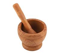 Aramox Pestle de Mortier Set Cuisine Plastic Ergonomic Grinder Double Face 11 Cm Idéal pour les Herbes et les Pilules (Grain de bois)