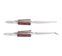 Aramox Pince à épiler, Pince à Souder pour Bijoux en Acier Inoxydable avec Manche en Bois, Pointes Droites et Incurvées pour le Bricolage et le Soudage