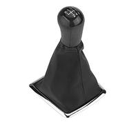 Aramox Pommeau de Levier de Vitesse, Couvercle de Coffre de Levier de Vitesse en Cuir PU Noir, Manuel à 6 Vitesses, Remplacement Facile à Installer avec Guêtre, Base en Plastique, pour MK2 2004 2005