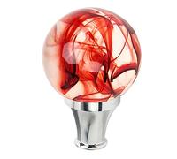 Aramox Pommeau de Levier de Vitesse de Style JDM, Tête de Levier de Vitesse à Bille Ronde en Métal et Résine avec 3 Adaptateurs pour Véhicules Manuels ou Automatiques (rouge)