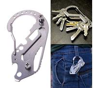 Aramox Porte-Clés Multifonction en Acier Inoxydable, Outils D'extérieur, Mousqueton 3 en 1, clé, Tournevis, Boussole 8,8x5cm pour Randonnée Camping (mèche)