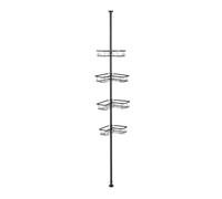 Aramox Poteau de Tension de Panier de Douche d'angle, Douche en Acier Inoxydable avec 4 Paniers 8 Crochets, Support de Rangement du Sol au Plafond pour une Utilisation en Coin de Salle de Bain