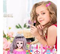 Aramox Poupées de Maquillage et de Coiffure, Ensemble de Jeu de Coiffure en Plastique avec 25 Accessoires pour Filles et Enfants, Participez à la Conception Créative des Cheveux et au Maquillage