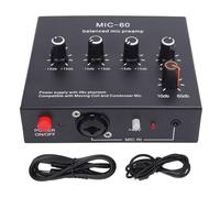 Aramox Préampli de Microphone Dynamique, Préampe Micro Mic Booster 3 Canal 10-60 DB Gain Balanced XLR 6,35 Mm 3,5 Mm Entrées Sorties avec une Puissance 48V