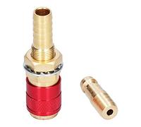 Aramox Raccord de Tuyau en Laiton à Connecteur Rapide M10 pour Torche de Soudage, Conception à Barbe, Connexion en Laiton, Accessoire d'équipement de Soudage Compact et Facile à Installer (rouge)