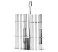 Aramox Récipient à Condiments en Acier Inoxydable 304, Ensemble de Pots d'assaisonnement avec Support de Rangement, 4 Pots de 11,6 Cm, Couvercle Anti-poussière pour épices, Sucre en Poudre,