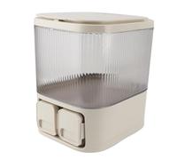 Aramox Récipient de Stockage de Riz 10L, Bac Distributeur de Porte-farine en Plastique à Fermeture Hermétique, Seau de Riz Durable de Grande capacité pour la Cuisine à Domicile (Blanc crème)