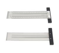 Aramox Règle en T de Marquage, Règle en T de Traçage du Bois en Acier Inoxydable, Outil de Mesure de l'échelle des Trous pour Lignes Horizontales Verticales Parallèles à Angle Droit, pour les (200mm)