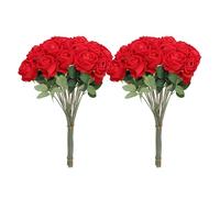 Aramox Roses Artificielles Réalistes à Longue Tige, 50 Pièces, Fausses Roses pour Décoration de Maison, Fleurs en Plastique pour Fêtes à Thème Printemps/été (Rouge)