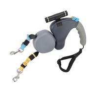 Aramox Rotation à 360 ° 2 Chien Lâche Rétractable Ligot à Double Tête à Tête à Tête avec Lumière LED 3 Mètres, pour Un Contrôle Indépendant et Une Amélioration de la visibilité avec Un (Gray)