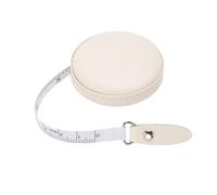 Aramox Ruban à Mesurer en Cuir PU, Ruban à Mesurer Portatif de 59 Pouces avec Double échelle Mini Flexible pour le Gain Musculaire des Bras et du Buste de la Hanche (Ourlé Rond - Beige)