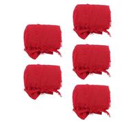 Aramox Ruban en Mousseline de Soie Rouge 5 Rouleaux, Frange Douce Faite à la Main, Décor élégant pour les Mariages et l'artisanat