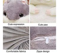 Aramox Sac à Dos en Peluche pour Enfants, avec Couverture, Polaire Corail Douce, fonctionnalité 3 en 1 pour Le Voyage, Design Animal Amusant (Aramoxiqm7hup5sa-10301511)