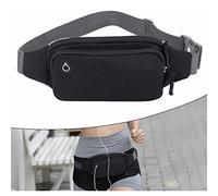 Aramox Sac à Taille en Nylon Sac Ban à Courroie de Pack de Bandes avec Bracelet Réglable de Grande capacité Conception étanche pour la Randonnée en Randonnée (Nylon Noir (Ceinture Grise))