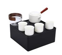 Aramox Service à thé Portable, Service à thé en Céramique pour Voiture avec Boîte de Rangement, Théière à Poignée Latérale et 4 Tasses, à Chinois Compact pour Voyage et Camping