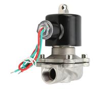 Aramox Soule D'électrovanne Normalement fermé en Acier Inoxydable à Action Directe 304 1/2 Pouce 1MPA 80 ℃ pour L' D' D'air Feme Feme (AC380V)