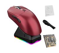 Aramox Souris de Jeu sans Fil, RVB Ergonomique et Ultra Légère 12 000 DPI, 7 Boutons, Base de Chargement Magnétique, connectivité 3 Voies pour PC (Rouge)
