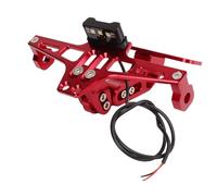 Aramox Support de Plaque D'immatriculation Réglable, Support de Plaque D'immatriculation de Moto Réglable avec Feu Arrière Rouge, Support de Plaque D'immatriculation de Moto