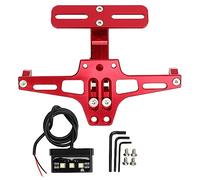 Aramox Support de Plaque D'immatriculation Réglable, Support de Plaque D'immatriculation de Moto Réglable avec Feu Arrière Rouge, Support de Plaque D'immatriculation de Moto