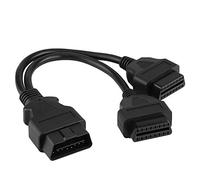 Aramox Système de Diagnostic embarqué Câble Adaptateur, Système de Diagnostic embarqué II ODB2 Splitter Extension 16 Broches Adaptateur de mâle à Double Femelle 1 à 2 Adaptateur de séparateur