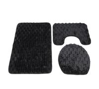Aramox Tapis de Couverture de Toilette Absorbant l'eau, Antidérapant, touffeté en Trois, Ensemble de Tapis de Salle de Bain Chaud pour Enfant et Adulte (Black)
