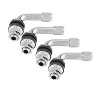 Aramox Tiges de Valve de Pneu à Angle de 90 Degrés, Alliage d'Aluminium et Caoutchouc, Noir et Argent, 4 Pièces, pour Voiture et Moto