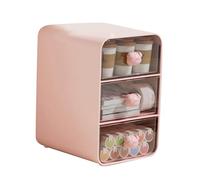 Aramox Tiroirs de Rangement de Bureau, Organisateur de Maquillage en Plastique avec 3 Tiroirs, Compacts et élégants, Idéaux pour Les Dortoirs et Le Bureau à Domicile (Petit Cochon Rose)