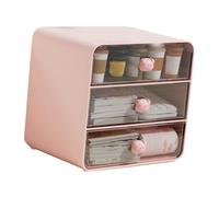 Aramox Tiroirs de Rangement de Bureau, Organisateur de Maquillage en Plastique avec 3 Tiroirs, Compacts et élégants, Idéaux pour Les Dortoirs et Le Bureau à Domicile (Grand Cochon Rose)