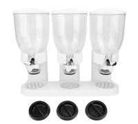 Aramox Triple Distributeur de Nourriture, Conteneur de Stockage de Céréales Compact en PP pour Comptoir, pour Bonbons, Noix, Grains, Granola, Snacks (WHITE)