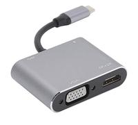 Aramox Type-C Hub Adaptateur, 4 en 1 Aluminium | Sortie 4K 60 Hz, alimentation 87 W, compatible avec écran VGA, synchronisation rapide des données, station d\'accueil de