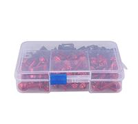 Aramox Universal 177pcs Aluminium Moto Vis Carénage Boulon M5 M6 Rondelle Kit, Fit pour Sportbikes(rouge)
