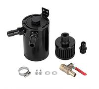 Aramox Universel en Alliage D'aluminium Voiture Réservoir de Récupération D'huile Reniflard Réservoir D'huile Bidon de Récupération D'huile, avec Kit D'accessoires à 2 Ports(Le noir)