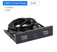 Aramox USB 3.0 Panneau Avant, 2 Ports + avec Câble 0,6 M | Hub monté sur baie de lecteur, conception remplaçable à chaud, boîtier métallique robuste, rétrocompatible avec USB 2.0,