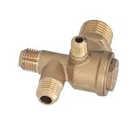 Aramox Valve de Compresseur d'air en Laiton, Composant de Remplacement de Valve de Compresseur d'air à 4 Voies avec Clapet Anti-retour à Double Tuyau, Installation Rapide, Résistant à la Corrosion