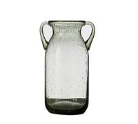 Aramox Vase en Verre à Bulles à Double Oreille, fabriqué à la Main, Finition Texturée Nervurée, Vase Décoratif Moderne pour Fleurs, Plantes ou élevage de Poissons en Bleu Violet Vert Gris 10x16,5 Cm