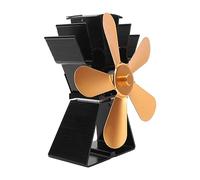 Aramox Ventilateur de Cheminée à 5 Pales, Ventilateur de Poêle alimenté par la Chaleur en Alliage d'aluminium, Fonctionnement Thermoélectrique, Contrôle Manuel du Vent, Base Trapézoïdale pour (GOLD)