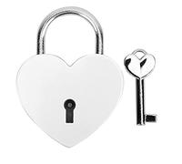 Aramox Verrouillage du Cœur, Cadenas en Métal avec clé, Mini-serrure de Forme de Cœur pour le Journal, la Boîte à Bijoux et les Bagages, le Design Compact et élégant (WHITE)