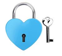 Aramox Verrouillage du Cœur, Cadenas en Métal avec clé, Mini-serrure de Forme de Cœur pour le Journal, la Boîte à Bijoux et les Bagages, le Design Compact et élégant (BLUE)