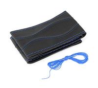 Aramox Volant Wrap, 38cm/15in Cuir Volant Wrap Cover Main Couture Gaufrage avec Aiguille et Fil Universel (Noir Bleu)