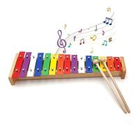Aramox Xylophone 15 Notes, Instruments de Musique en Bois pour Enfants, Multifonctionnel Couleur Arc-en-ciel, Xylophone 15 Tons avec Barres Métalliques et Baguettes de Tambour, Anniversaire