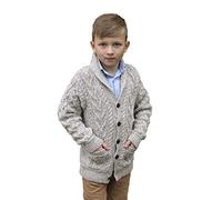 Aran Crafts Boy's Irish Soft Cable Knitted Wool Shawl Cardigan (SH4561-4/5-OAT)