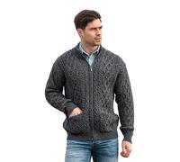 Aran Crafts Cardigan zippé pour homme, Gris foncé, XL