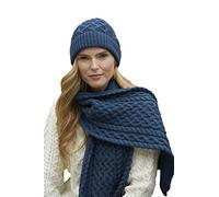 Aran Crafts echarpe motif de treillis en laine tricotee irlandaise douce (4840-MABL),Taille unique,Bleu