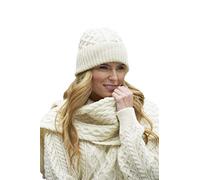 Aran Crafts echarpe motif de treillis en laine tricotee irlandaise douce (4840-NAT),Taille unique,Beige